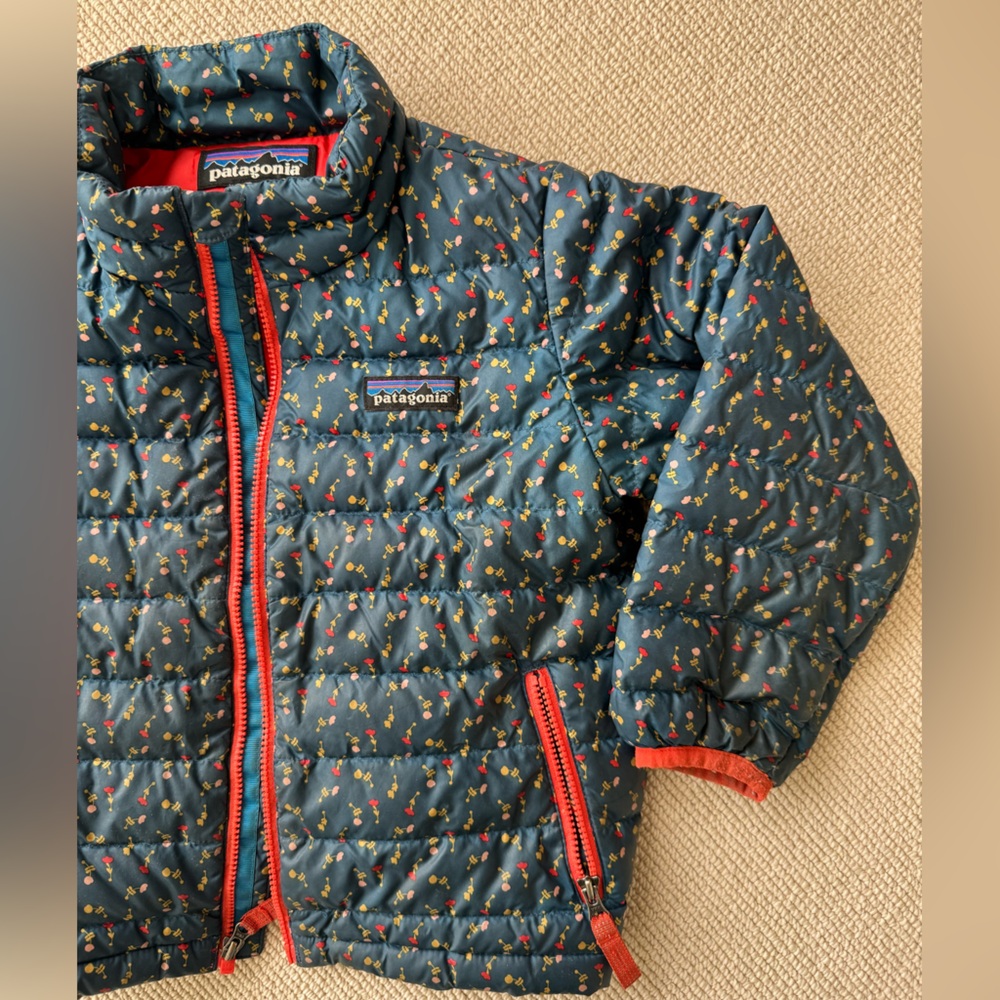 Patagonia Navy Jacket with Red and Yellow Floral